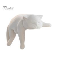 Lazy Cat Desktop Decoration 3D Printed Figurine, Sleeping Kitten Desk Decor, Cute Animal Statue for Minimalist Ornament Room Home Office, DIY balta