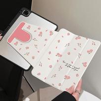 360° Rotatable TriFold for Samsung Galaxy Tab S9 S10 FE A9 A11 S7 S8 Plus Painted Cover Aesthetic Inner Printed Pink Tiny Flower Tab A11 8.7 inch