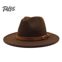 Patvarus vilnonis galvos apdangalas Vilnos veltinio Fedora skrybėlė, Unisex Panama skrybėlė su dirbtinės odos juosta, Stilinga vakarėlio plačiabrylė Vintažinė Trilby skrybėlė moterims ir vyrams M black