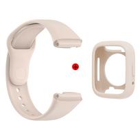 Skirta „Redmi Watch 3 Active Strap 2-in-1“ laikrodžio apyrankei + dėklui, minkštam, silikonu atskirtam apyrankės rinkiniui, laikrodžio priedams For Redmi 3 Active beige