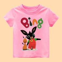 UNISEX TRUMPIŲ RANKOVIŲ VAIKŲ MARŠKINĖLIAI SU BING RAŠTU 100 pink