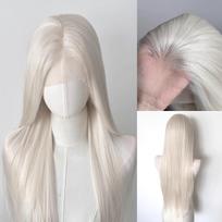 Platininė Perukė su Nėriniu Priekiu 13x4 Ilga Tiesi Balta Nėriniu Priekiu Perukai Aukštos Temperatūros Pluoštai Perukai Nėriniu Priekiu Priekinė Dalies Perukas Cosplay Perukas (Platinum,24inches&150%&1pc)