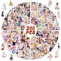 500PCS Not Repeated Anime Sexy Girl Bikini Stickers Waterproof Kawaii Decals for Laptop DIY Otaku Gift gray