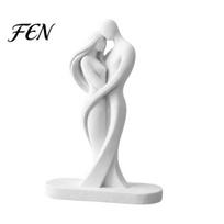 Embracing Couple Sculpture Abstract Human Body Statue, Female Figurine Love Sculpture, 3D One-Piece Molding Polished Corner Shape Statue for