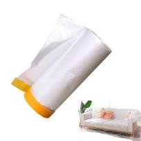 Painter Plastic With Tape, Pre-Taped Masking Film,Paint Adhesive Protective Film Roll For Covering Skirting, Cars And Auto Body white