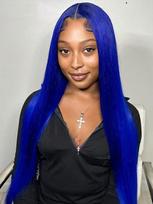 Blue 13x4 Lace Front Body Wave Human Hair Wigs Brazilian Blue Colored HD Transparent Lace Front Wigs For Women Pre Plucked 30inches&180% brown