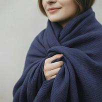 4Layer Muslin Cotton Throw Blanket Soft Breathable Gauze Navy 150cm*200cm