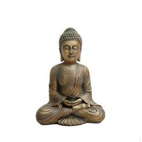 Meditating Seated Buddha Statue | Antique Bronze, Tabletop, Statue, for Home Altar gray