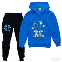 2pcs Steal A Brainrot Children's Tracksuit Set Anime 67 Six Seven Hoodies Pants New Thin Sweatshirt Sweatpants Suit Kids Clothes 130 black