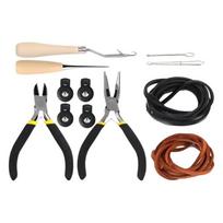 Softball Mitts Baseball Glove Repair Kit with Replacement Cord, Threading Guides, Pliers and Awls, 12 Count Relacing Set for Maintenance and 1 black
