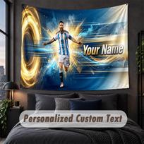 Custom Name Text Tapestry,Lionel Messi Decorative Wall Hanging, Background Tapestry For Home Bedroom 130cmx150cm