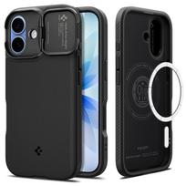 Juodas dėklas su kameros apsauga Spigen Optik Armor Mag Magsafe telefonui Apple Iphone 17