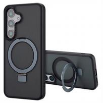 Accezz žiedinis stovas su nugarėlės dėklu ir MagSafe, skirtas Samsung Galaxy S25 – Juodas