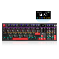 RK Royal Kludge S104 bevielė mechaninė klaviatūra su ekranu (Juoda/ Raudona)