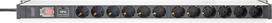Digitus Socket strip with aluminum profile with switch and surge protection, 12-way safety sockets, 2 m cable safety plug