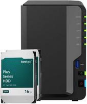 Serveris „Synology DS225+ 32TB Plus HDD NAS“ rinkinys, NAS su 2 x 16 TB „Synology Plus“ 3,5 colio SATA kietaisiais diskais