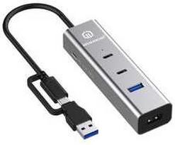 HUB USB Graugear GRAUGEAR 4 portų USB HUB + PD 2xC+2xA USB+USB-C PD palaikymas