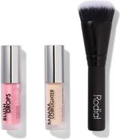 „Kalėdų 2024“ rinkinys „Rodial“: skysti skaistalai „Blush Drops Radiant Finish“ matiniai rausvi, 15 ml + skystas veido švytėjimo suteikiantis pieštukas „Banana Lowlighter“ 1,6 ml + makiažo pagrindas „The Buffing Mini Foundation No. 10“