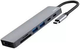 HUB USB Jcpal Linx USB-C 7in1 - USB-C adapteris (2 x USB-A 3.0 / USB-C 3.1 / HDMI 60Hz / micro/SD kortelių skaitytuvas / PD 100W) (JCP6357)