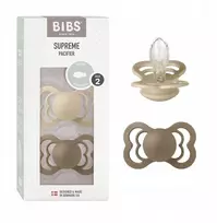 Bibs Supreme kūdikių čiulptukas ortodontinis silikonas 6 m + vanilė/ąžuolas