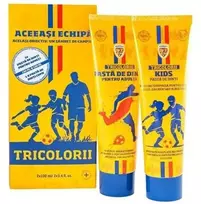 Elgydium rinkinys Tricolorii: Tricolorii, Stain Protection, dantų pasta, 100 ml + Tricolorii Kids, Whitening, dantų pasta, 100 ml vaikams