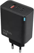 Maxlife MXTC-09-65ACC GaN PD QC įkroviklis 2x USB-C 1x USB 65W juodas