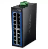 Šakotuvas Switch TRENDnet TI-G160 16 portų gigabitinis pramoniniam naudojimui skirtas komutatorius, montuojamas ant DIN bėgelio