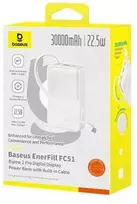 Baseus EnerFill FC51 Bipow 2 Pro 22.5W išorinė baterija su integruotu laidu 30000mAh Moon Baltas