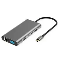 Šakotuvas Stacja/replikator Value Doko stotelė typu C, HDMI 4K, DP, VGA, Gigabit Ethernet, USB-C, USB-A, PD