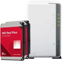 Serveris Synology DS223j 16TB WD Raudona Plus NAS-Bundle NAS inkl. 2x 8TB WD Raudona Plus 3.5 col. SATA HDD