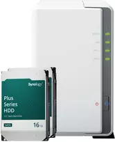 Serveris Synology DS223j 32TB Plus HDD NAS-Bundle NAS inkl. 2x 16TB Synology Plus 3.5 col. SATA HDD
