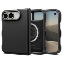 Tvirtas dviejų sluoksnių dėklas su stovu Spigen Tough Armor T Magsafe telefonui Apple iPhone DUO BLACK