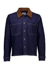 Lindbergh - Corduroy Collar Overshirt - Džinsinis švarkas be pamušalo - Tamsiai mėlyna