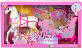 Mattel BARBIE NUTCRACKER LAND OF SWEETS žirgo ir rogių rinkinys - Spragtuko kolekcija (JNH63)