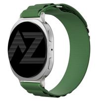 Accezz nailoninė „Alpine“ apyrankė, skirta Samsung Galaxy Watch 9 (40/44mm) / Watch 8 (40/44mm) / Classic (46mm) – alyvuogių žalia
