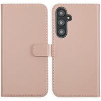 Selencia natūralios odos atverčiamas dėklas, skirtas Samsung Galaxy S24 FE – Dusty Pink