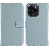 Selencia natūralios odos atverčiamas dėklas, skirtas iPhone 16 Pro – Air Blue