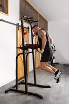 Hop Sport Treniruočių stovas su prisitraukimų skersiniu, lygiagretėmis ir reguliuojamais štangos laikikliais, iki 300 kg