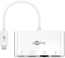 Adapter USB Goobay Multi adapter USB-C - HDMI + Ethernet + USB-A + USB-C PD 60W Goobay White | 4040849517723 | 4040849517723