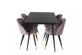 Valgomojo komplektas stalas Silar su 4 kėdėmis Velvet