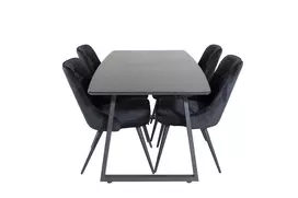 Valgomojo komplektas stalas Inca su 4 kėdėmis Velvet Deluxe