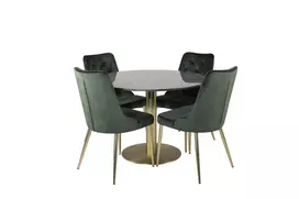Valgomojo komplektas stalas Estelle su 4 kėdėmis Velvet Deluxe