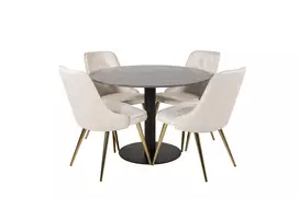 Valgomojo komplektas stalas Estelle su 4 kėdėmis Velvet Deluxe