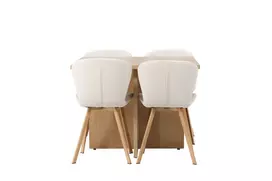 Valgomojo stalas Liūtas, 100x75cm, Ąžuolo + 4 kėdės Lilja Ąžuolo/Beige