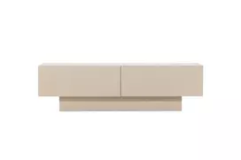 Cuenca TV Bench  - Beige / Black glass Melamine/Glass