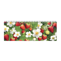 Horizontalus stalo kalendorius MEMO CARD STRAWBERRIES 2027m., laminuoto kartono viršeliu