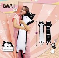 Kawaii plīša rotaļlieta "Garais Kaķis"– melnbalts (100 cm PE0002
