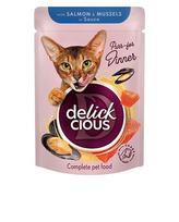 Delickcious konservai katėms su lašiša ir midijomis padaže, 85 g
