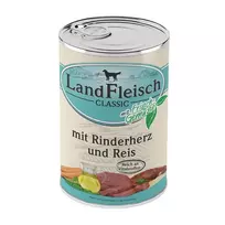 LandFleisch konservai šunims su jaučių širdimis ir ryžiais, 400 g.