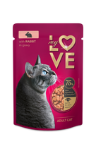 MY LOVE Visavertis konservuotas ėdalas suaugusioms katėms su triušiena švelniame padaže 85g.